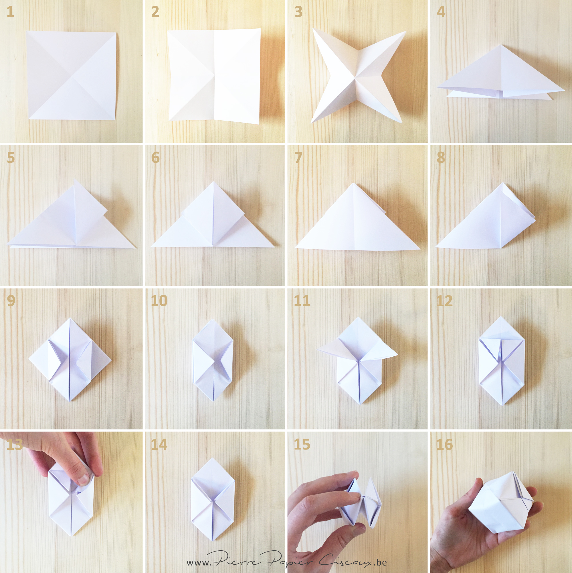 étapes de pliage pour réaliser une boule origami