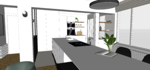 Vue 3D du plan de travail sur la cuisine