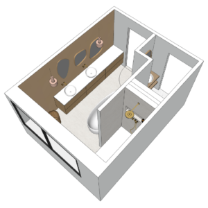 Vue 3D de la salle de bain des enfants