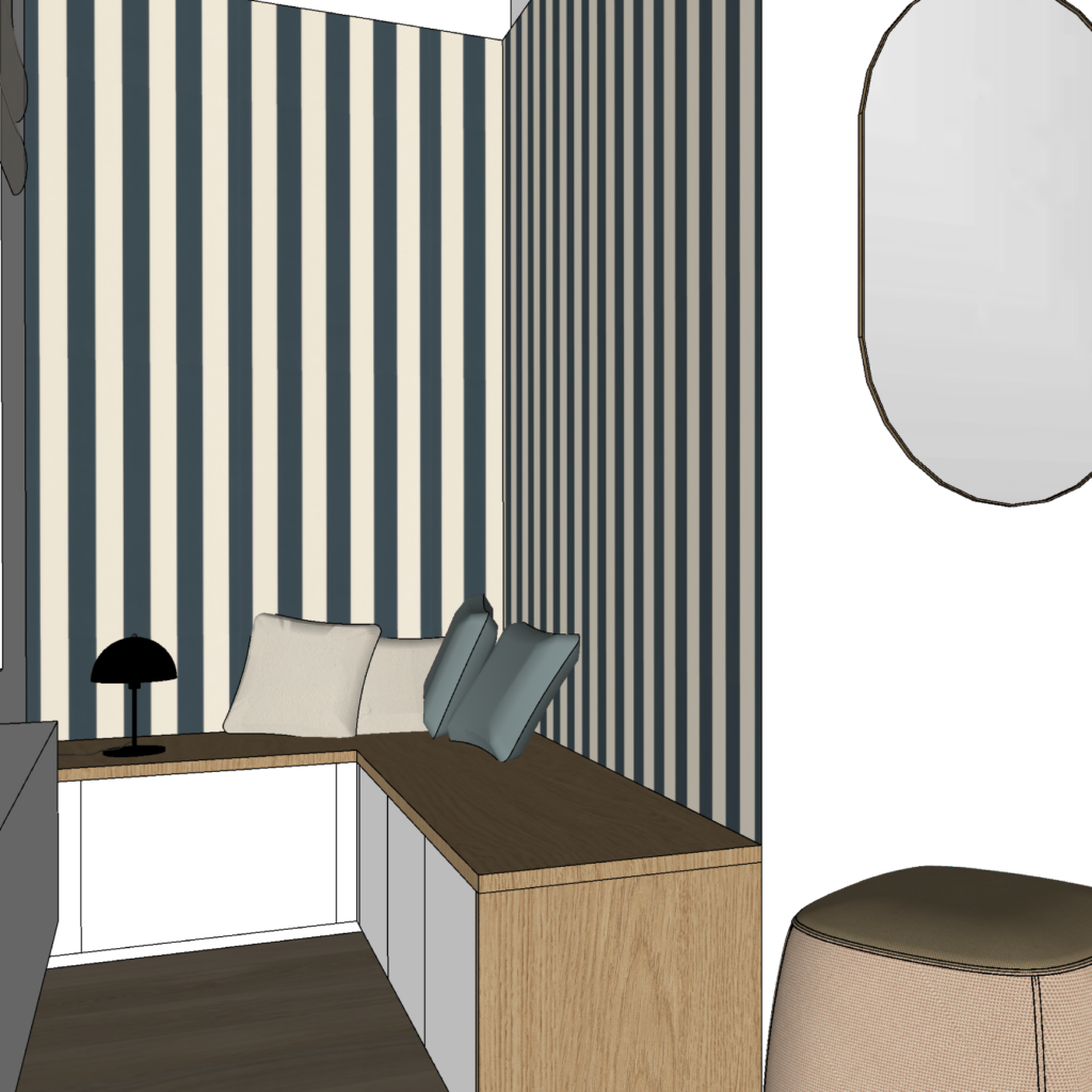 Vue 3D coin banquette