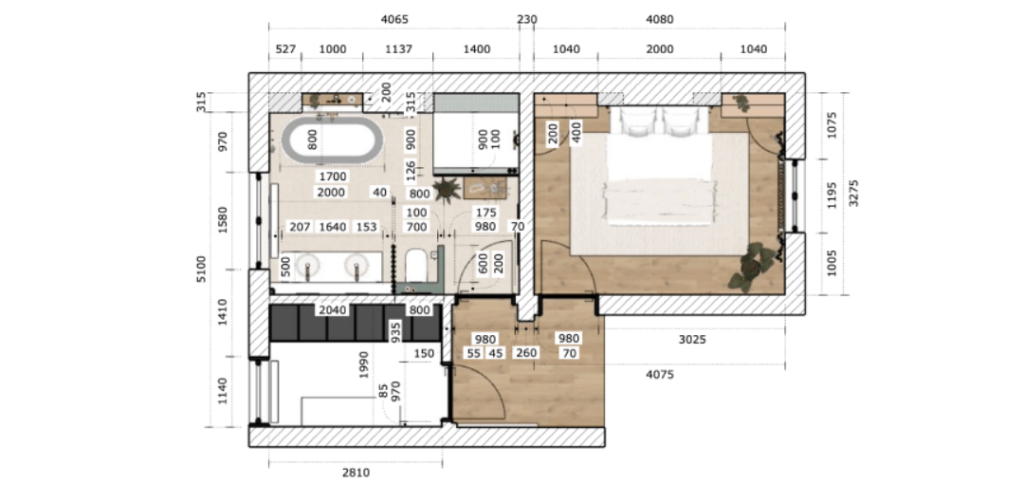 Plans cotés salle de bain